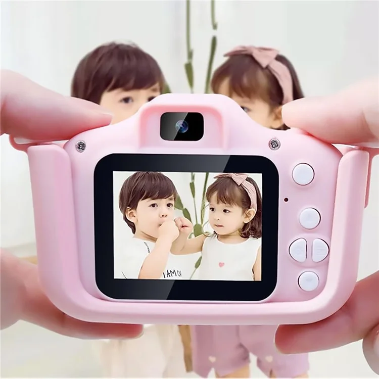 M8 2.0 Inch HD Dual Camera with 32GB Card / Card Reader Digital Camera Cartoon Design - Pink