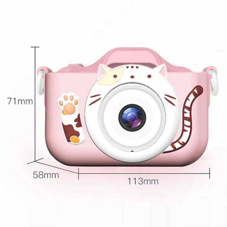 M8 2.0 Inch HD Dual Camera with 32GB Card / Card Reader Digital Camera Cartoon Design - Pink