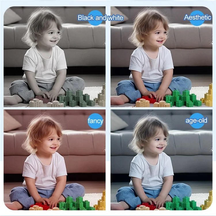 2.0 Inch Dual Lens Kids Digital Camera Cartoon Dinosaur Design Video Recorder with 32G TF Card + Card Reader - Blue