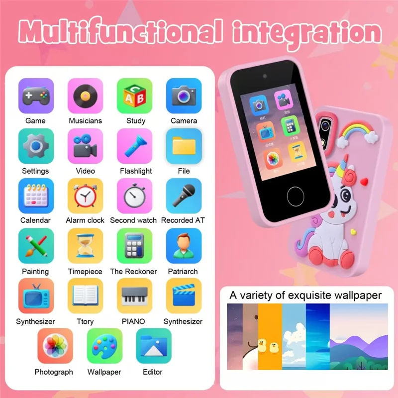 A10 2.8 Inch Touch Screen Digital Camera HD Dual Lens Game Music Cartoon Kids Camera - Open Mouth Dinosaur  /  Green
