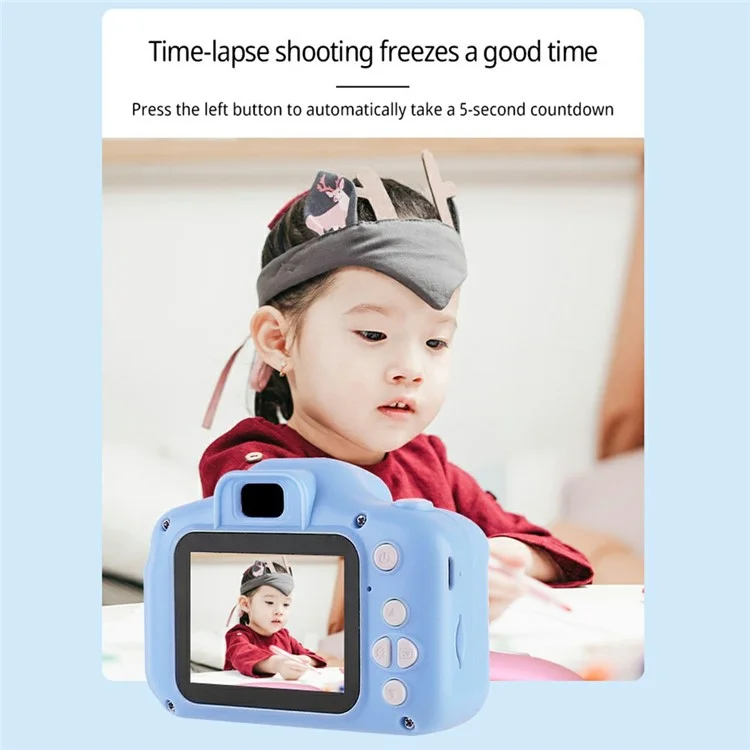 X2 1080P HD Doppia Lente Fotocamera per Bambini Registratore Video con Scheda TF da 32G + Lettore di Schede - Blu