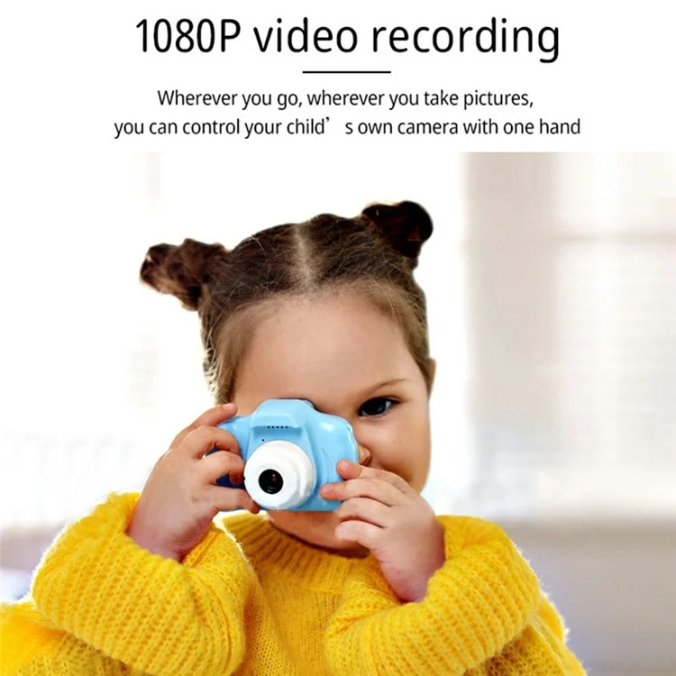 X2 1080P HD Doppia Lente Fotocamera per Bambini Registratore Video con Scheda TF da 32G + Lettore di Schede - Blu