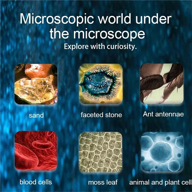 F2 2.0 pollici IPS Fotocamera per microscopi per bambini Giocattolo per esperimenti scientifici Microscopio monoculare Supporto per registrazione video - Blu
