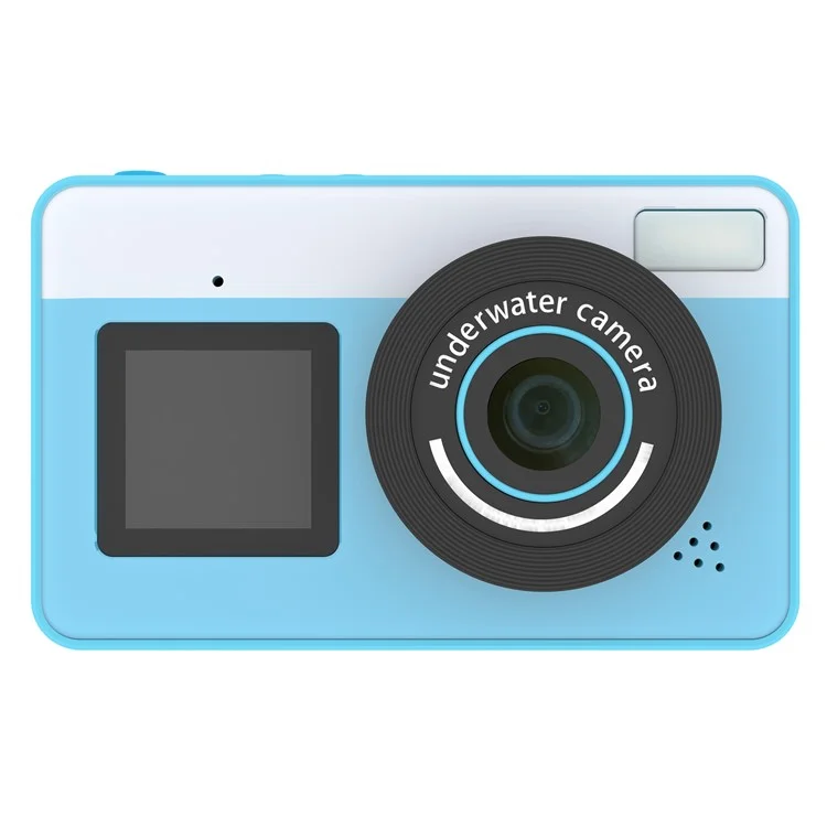 Cámara Digital D70 con Doble Pantalla Impermeable, Foto/Vídeo HD, Zoom Digital 18X - Azul