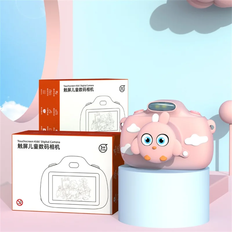D18 3 Inch HD Display Dual Camera Kids Digital Camera Touch Screen Selfie Video Recorder - Pink