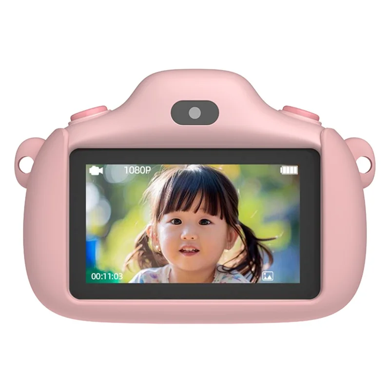D18 3 Inch HD Display Dual Camera Kids Digital Camera Touch Screen Selfie Video Recorder - Pink