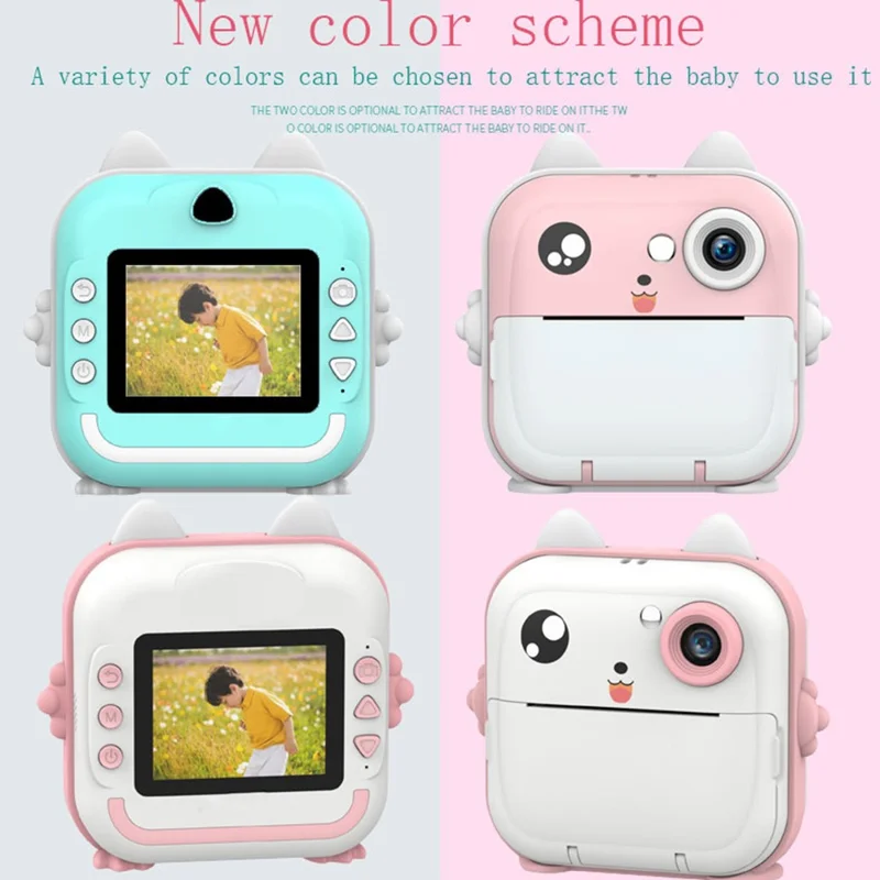 Q5 Portable HD Instant Photo Printer Camera 2.4 Inch IPS Screen 1080P Video Kids Camera - Pink