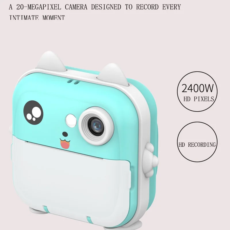 Q5 Portable HD Instant Photo Printer Camera 2.4 Inch IPS Screen 1080P Video Kids Camera - Pink