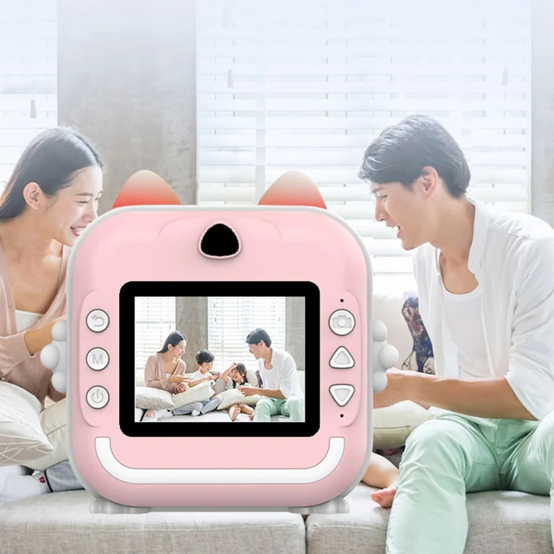 Q5 Portable HD Instant Photo Printer Camera 2.4 Inch IPS Screen 1080P Video Kids Camera - Pink