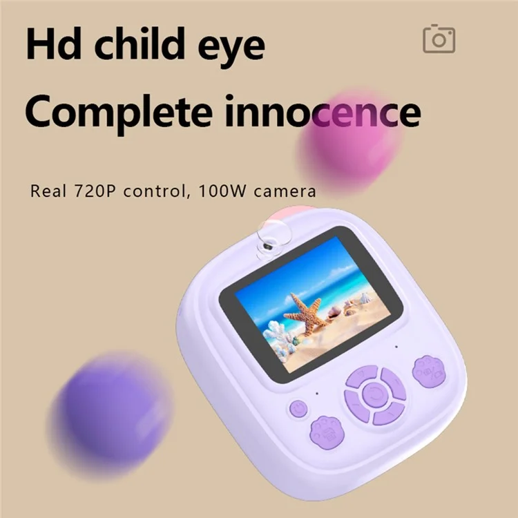 Câmera P8 para Crianças com Lente Dupla, Impressão Instantânea, Tela IPS de 2,4 Polegadas, Gravação de Vídeo com Cartão de 32GB + Leitor de Cartão
