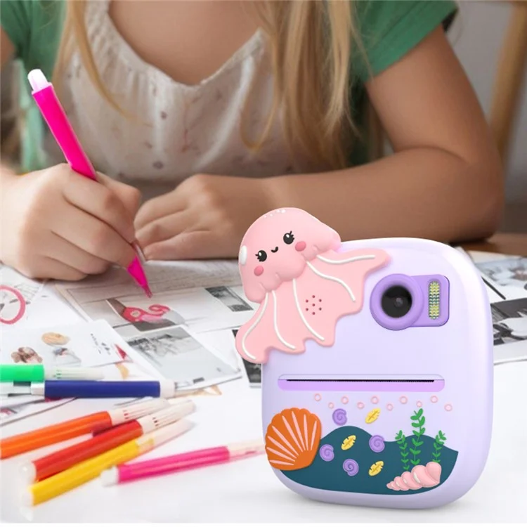 Câmera P8 para Crianças com Lente Dupla, Impressão Instantânea, Tela IPS de 2,4 Polegadas, Gravação de Vídeo com Cartão de 32GB + Leitor de Cartão