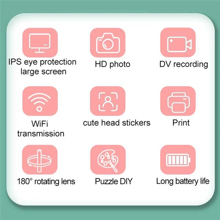 F11 Children WiFi Print Camera Thermal Printing Instant Camera 3.5 inch HD Kids Mini Camera - Pink