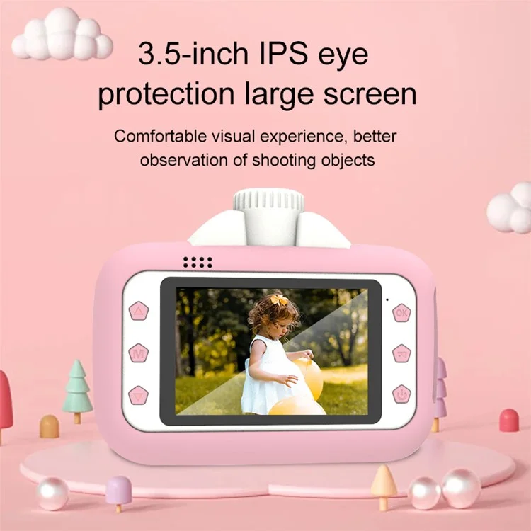 F11 Children WiFi Print Camera Thermal Printing Instant Camera 3.5 inch HD Kids Mini Camera - Pink