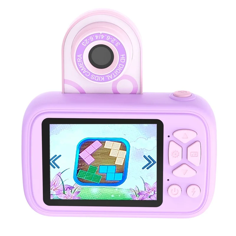 H19 2.4 Inch Screen Kids Camera Flip Lens Digital Camera HD Camcorder Built In Games ( without Tripod ) - Purple