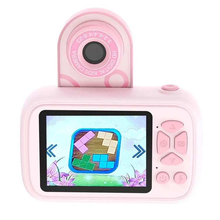H19 2.4 Inch Screen Kids Camera Flip Lens Digital Camera HD Camcorder Built In Games ( without Tripod ) - Pink