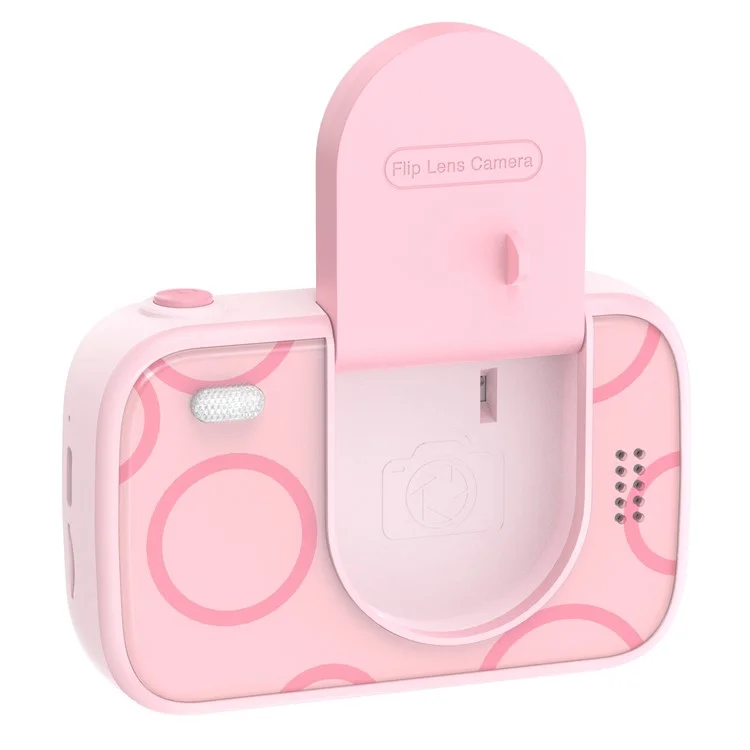 H19 2.4 Inch Screen Kids Camera Flip Lens Digital Camera HD Camcorder Built In Games ( without Tripod ) - Pink