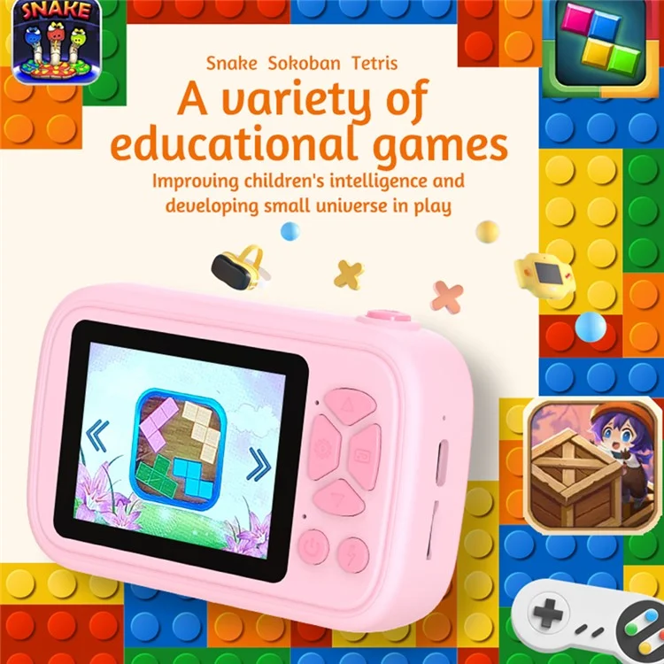 H19 2.4 Inch Screen Kids Camera Flip Lens Digital Camera HD Camcorder Built In Games ( without Tripod ) - Pink
