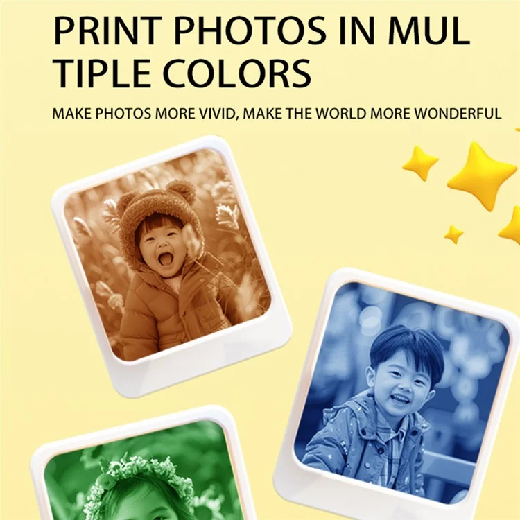 Appareil photo instantané D2 2,4 pouces pour enfants avec objectif pivotant HD, impression photo en couleur et enregistreur vidéo - Bleu