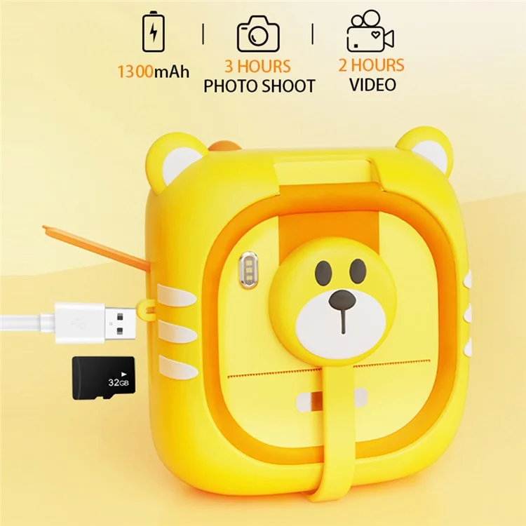 Appareil photo instantané D2 2,4 pouces pour enfants avec objectif pivotant HD, impression photo en couleur et enregistreur vidéo - Bleu