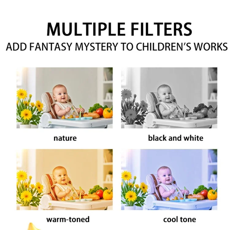 Appareil photo instantané D2 2,4 pouces pour enfants avec objectif pivotant HD, impression photo en couleur et enregistreur vidéo - Bleu