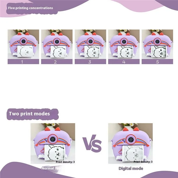 Câmera Instantânea Z13 de 2,4 Polegadas para Crianças com Lente Dupla HD, Gravador de Vídeo, Cartão TF de 32G + Leitor de Cartão - Roxo