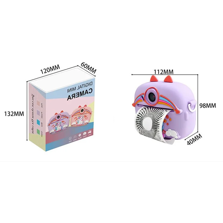Câmera Instantânea Z13 de 2,4 Polegadas para Crianças com Lente Dupla HD, Gravador de Vídeo, Cartão TF de 32G + Leitor de Cartão - Roxo