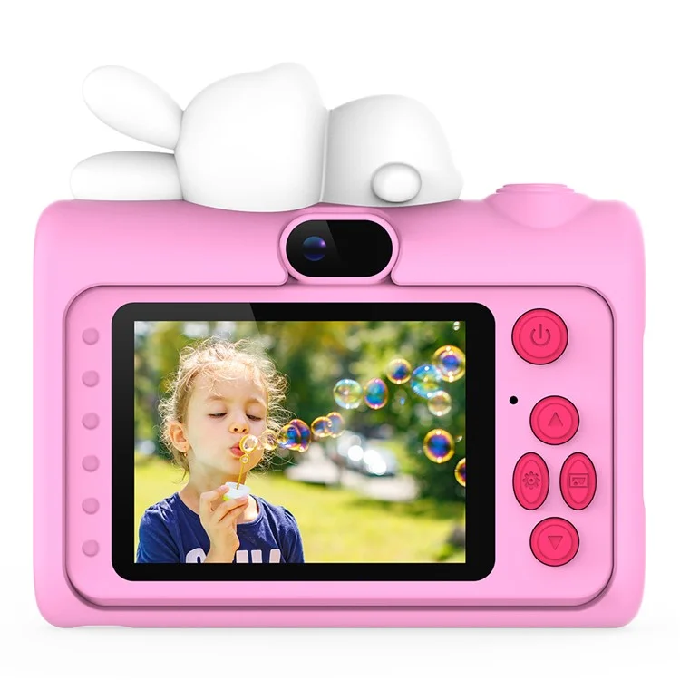 H05 Cartoon Animal Design 2.0 Inch HD Dual Lens 8X Zoom Digital Camera for Kids Video Recorder - Pink Rabbit