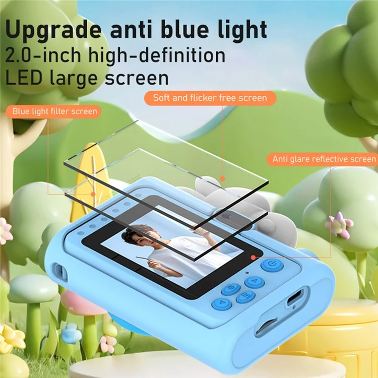H05 Cartoon Animal Design 2.0 Inch HD Dual Lens 8X Zoom Digital Camera for Kids Video Recorder - Pink Rabbit