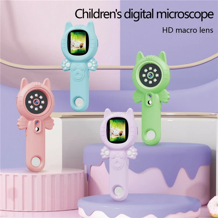 Z800 2.0 Inch Children Digital Microscope Camera 500x Handheld Magnifying Glass with 32GB Memory Card - Pink
