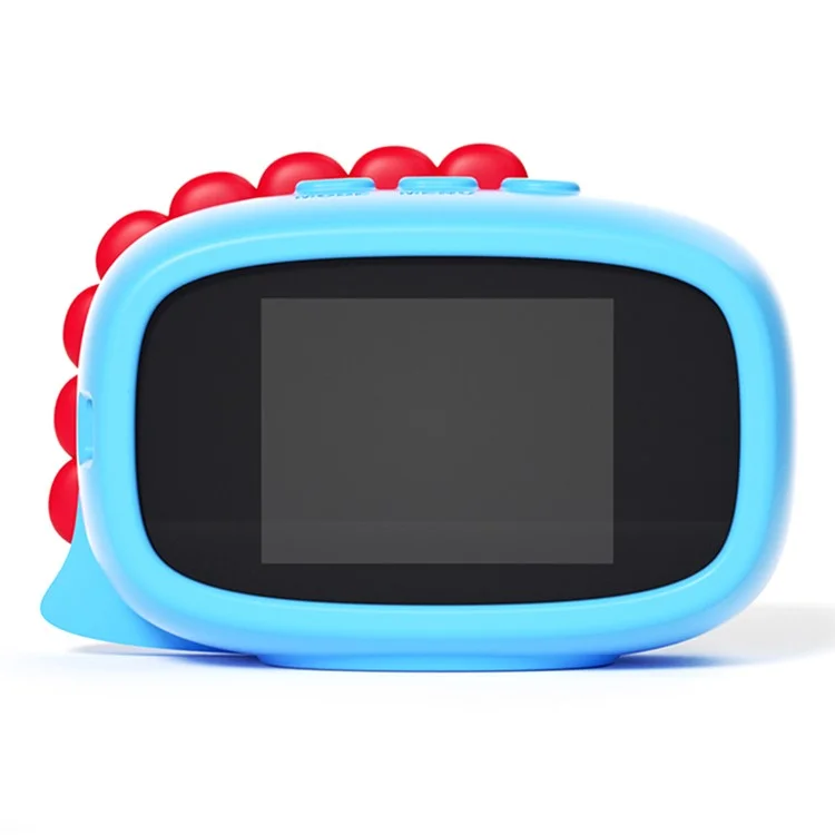 FAD Fotocamera Digitale a Doppio Schermo Design Dinosauro Display HD da 2,0 Pollici Videoregistratore Impermeabile per Bambini - Blu
