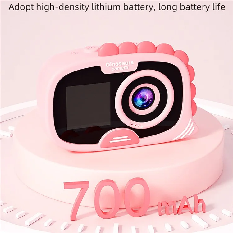 FAD Fotocamera Digitale a Doppio Schermo Design Dinosauro Display HD da 2,0 Pollici Videoregistratore Impermeabile per Bambini - Blu