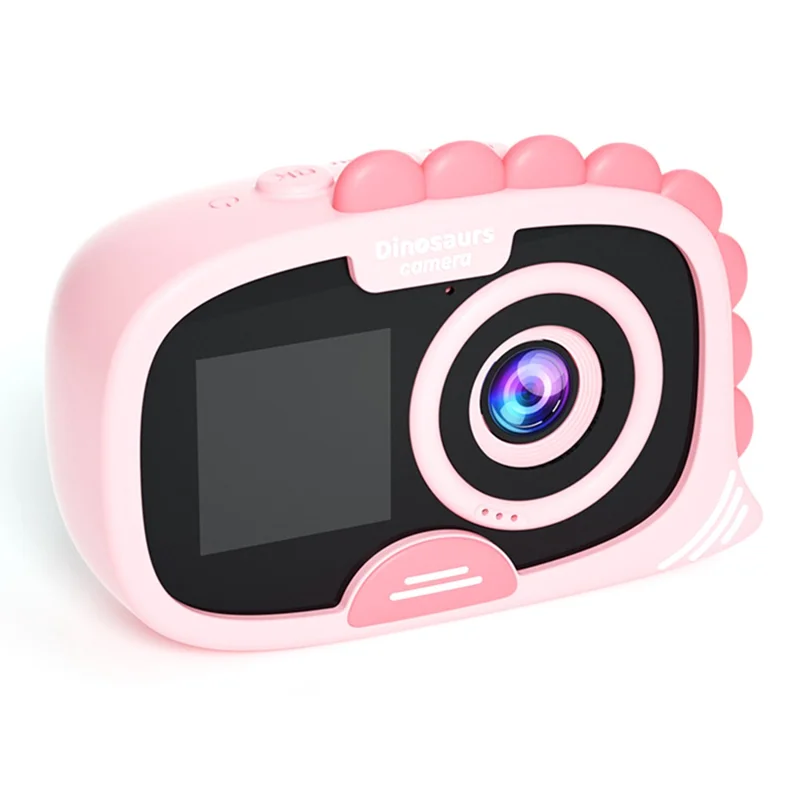 FAD Dual Screen Digital Camera Dinosaur Design 2.0 Inch HD Display Waterproof Video Recorder for Kids - Pink