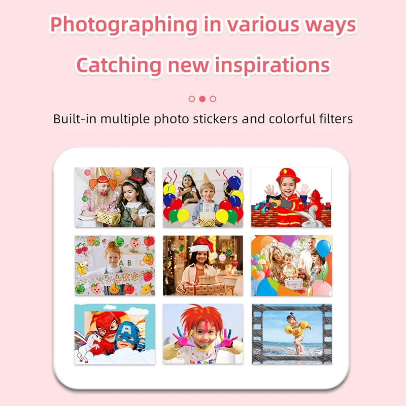 FAD Dual Screen Digital Camera Dinosaur Design 2.0 Inch HD Display Waterproof Video Recorder for Kids - Pink