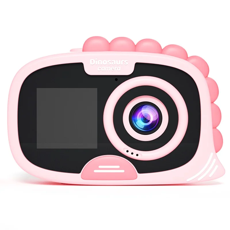 FAD Dual Screen Digital Camera Dinosaur Design 2.0 Inch HD Display Waterproof Video Recorder for Kids - Pink