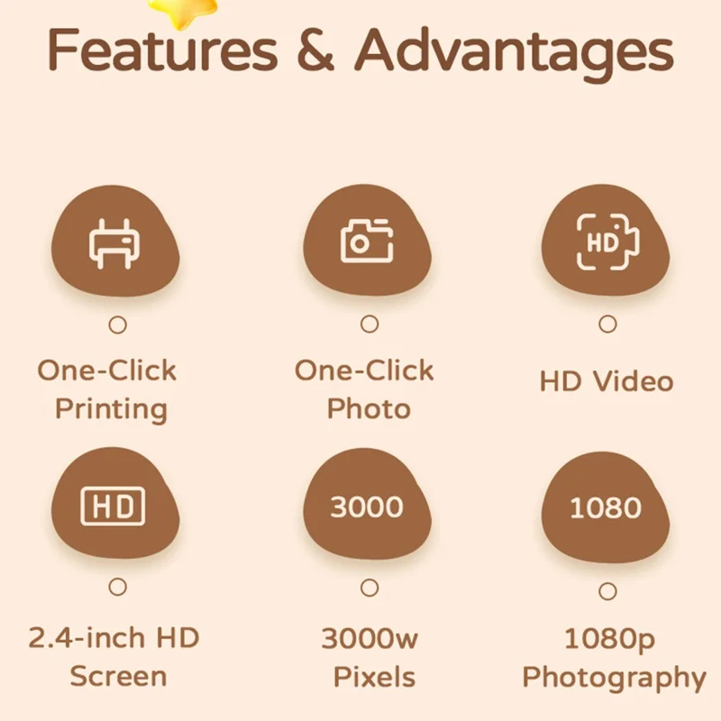 A29 2.4 Inch IPS HD Screen VGA Lens Instant Photo Printing Video Recording Digital Camera for Kids - Green