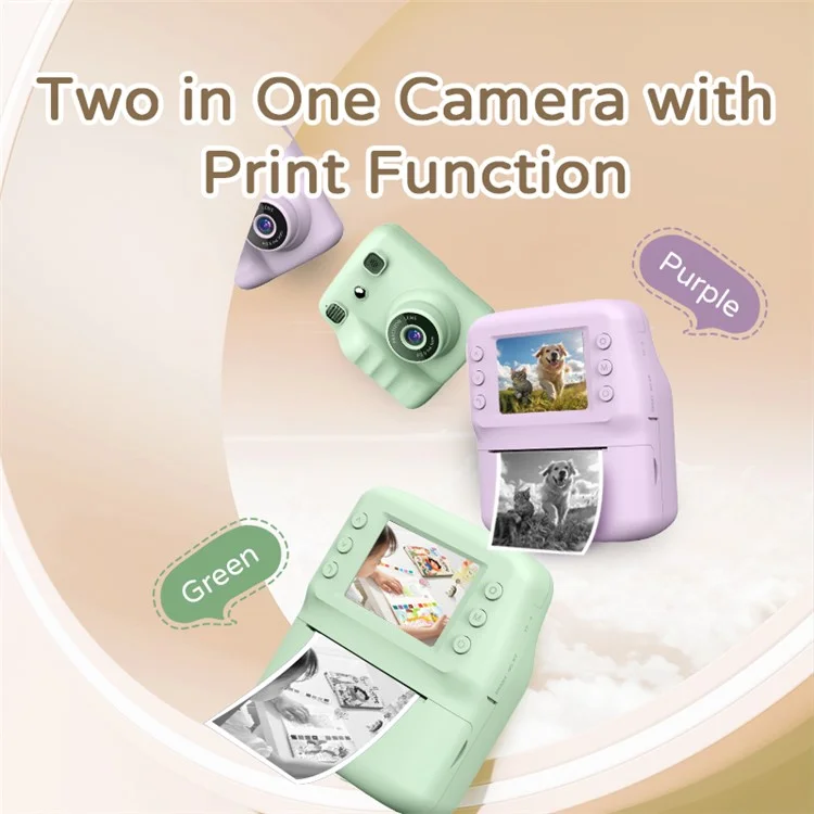 A29 2.4 Inch IPS HD Screen VGA Lens Instant Photo Printing Video Recording Digital Camera for Kids - Blue