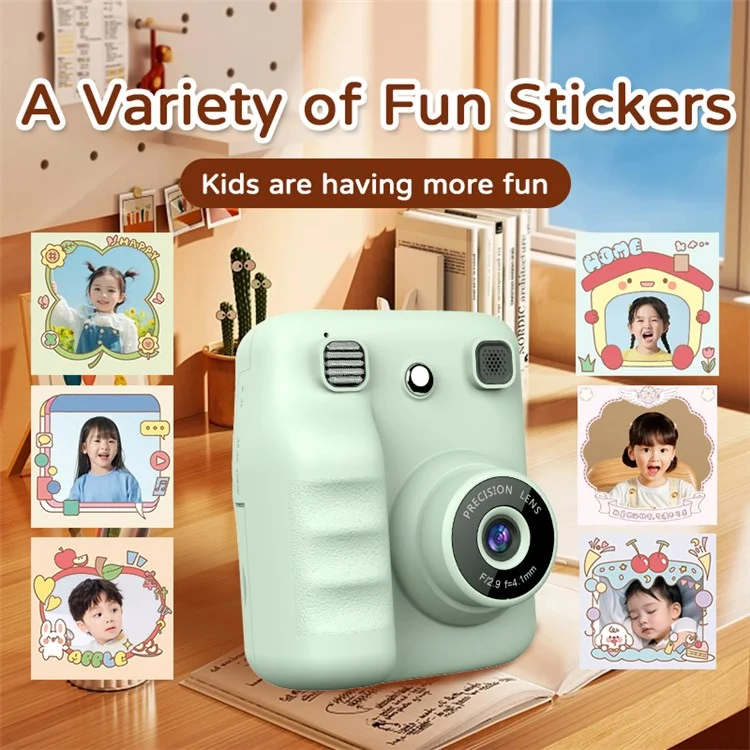 A29 2.4 Inch IPS HD Screen VGA Lens Instant Photo Printing Video Recording Digital Camera for Kids - Blue