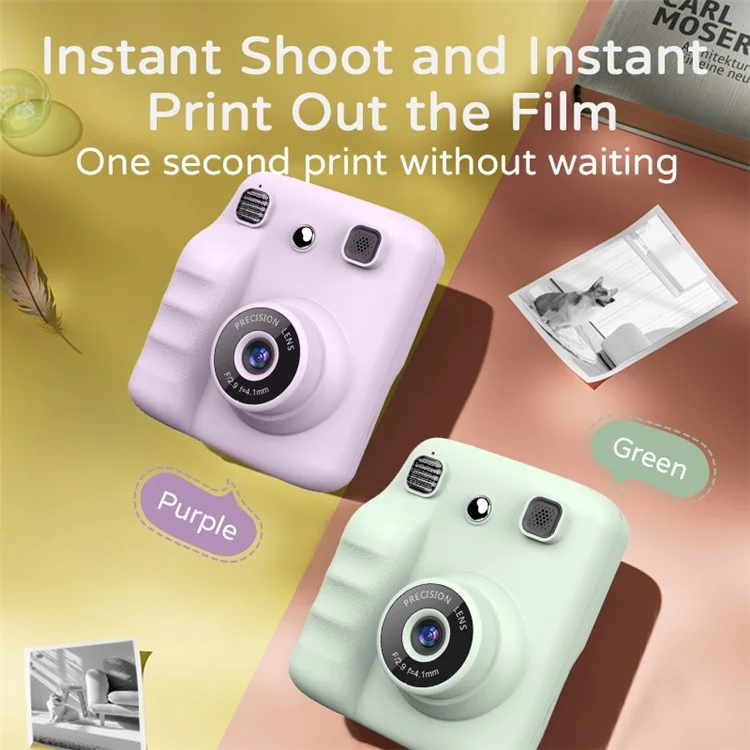 Cámara Digital A29 de 2,4 Pulgadas con Pantalla IPS HD, Lente VGA, Impresión Instantánea de Fotos, Grabación de Vídeo y Tarjeta de Memoria de 32G + Lector de Tarjetas - Verde