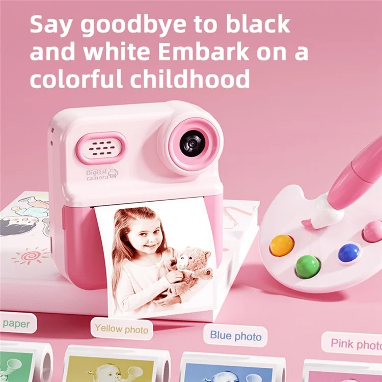 Appareil photo instantané P03 pour enfants - Caméscope numérique 1080P avec carte mémoire 32 Go et lecteur de carte - Violet