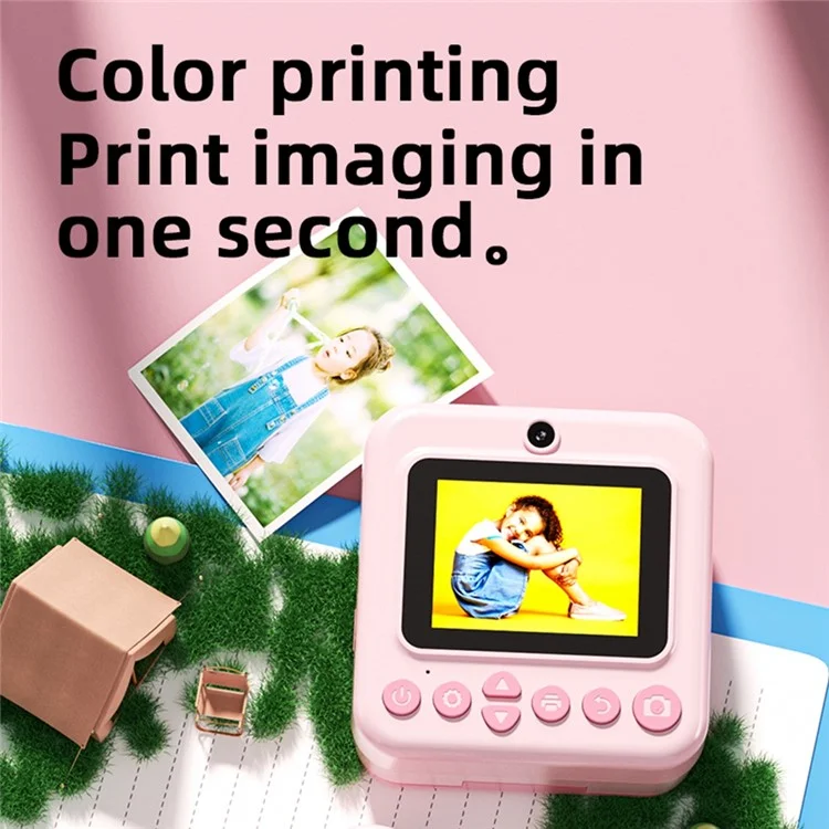Appareil photo instantané P03 pour enfants - Caméscope numérique 1080P avec carte mémoire 32 Go et lecteur de carte - Violet