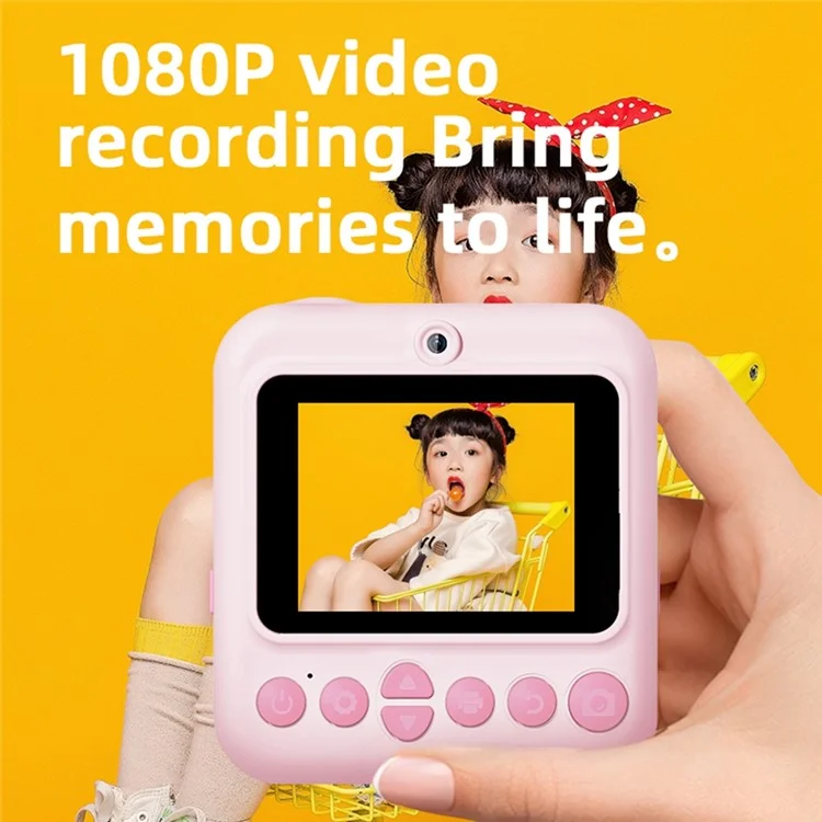 Appareil photo instantané P03 pour enfants - Caméscope numérique 1080P avec carte mémoire 32 Go et lecteur de carte - Violet