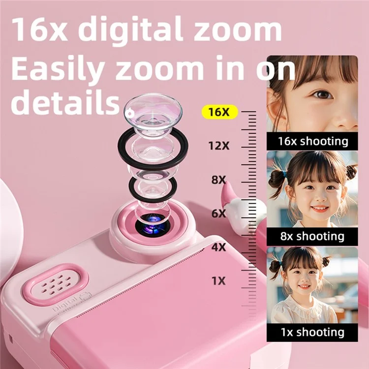 Appareil photo instantané P03 pour enfants - Caméscope numérique 1080P avec carte mémoire 32 Go et lecteur de carte - Violet