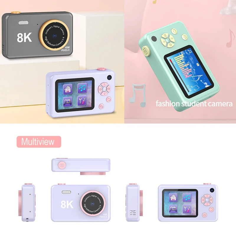 H4 Mini Pocket Camera 1080P Ultra HD 8K Student Digital Camera 2.4-inch LCD Camera with Flash - Green