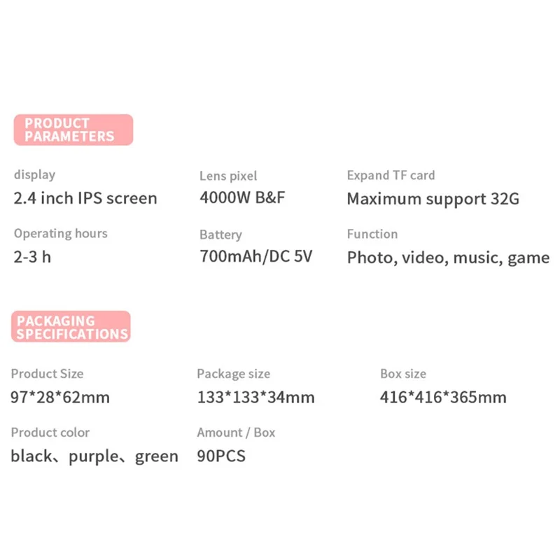 H4 Mini Pocket Camera 1080P Ultra HD 8K Student Digital Camera 2.4-inch LCD Camera with Flash - Green