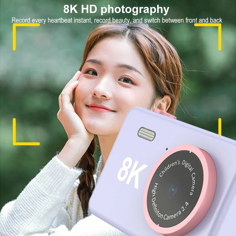 H4 Mini Pocket Camera 1080P Ultra HD 8K Student Digital Camera 2.4-inch LCD Camera with Flash - Green