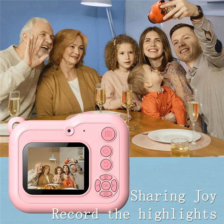 Q80 2.4 Inch IPS Screen Instant Print Digital Camera HD Dual Lens Portable Video Recorder - Pink