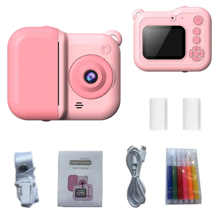 Q80 2.4 Inch IPS Screen Instant Print Digital Camera HD Dual Lens Portable Video Recorder - Pink
