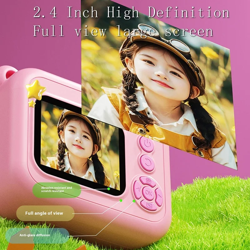 Q80 2.4 Inch IPS Screen Instant Print Digital Camera HD Dual Lens Portable Video Recorder - Blue
