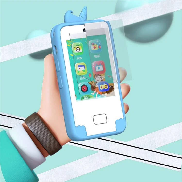 Appareil photo D16 avec écran HD de 2,8 pouces, double objectif, pour enfants, téléphone éducatif avec carte mémoire de 32 Go - Rose / Licorne