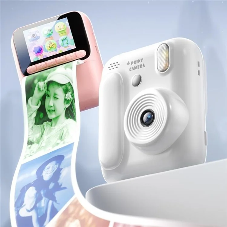 Z700 2.4 Inch IPS Screen Instant Print Camera for Kids HD Photo Video Recorder Support Single Color Print - White